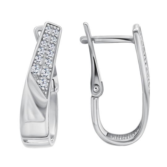 Серьги из серебра с фианитами 