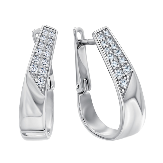 Серьги из серебра с фианитами 
