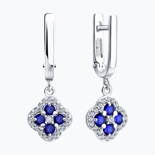 Серьги из серебра с фианитами 