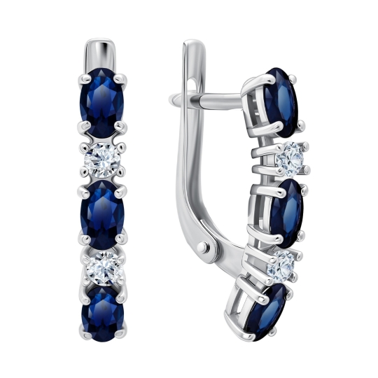 Серьги из серебра с фианитами