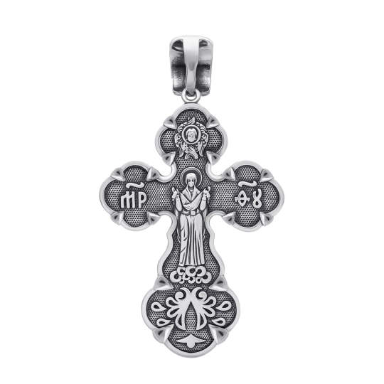 Подвеска-крест из серебра с чернением