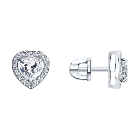 Серьги из белого золота с фианитами