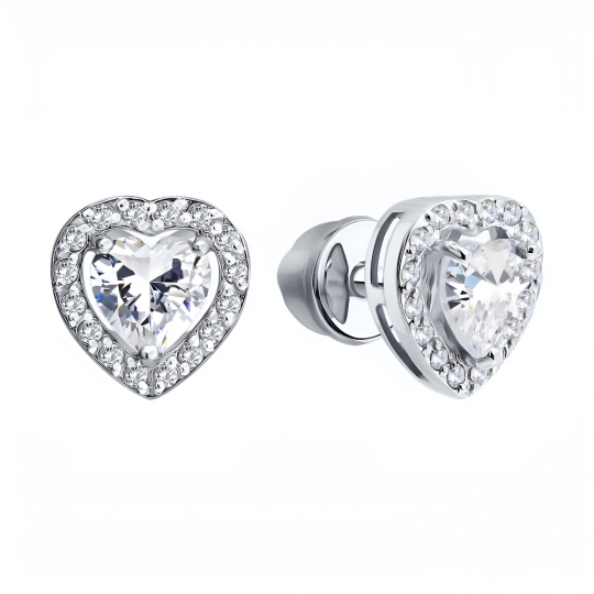 Серьги из белого золота с фианитами