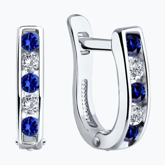 Серьги из серебра с фианитами