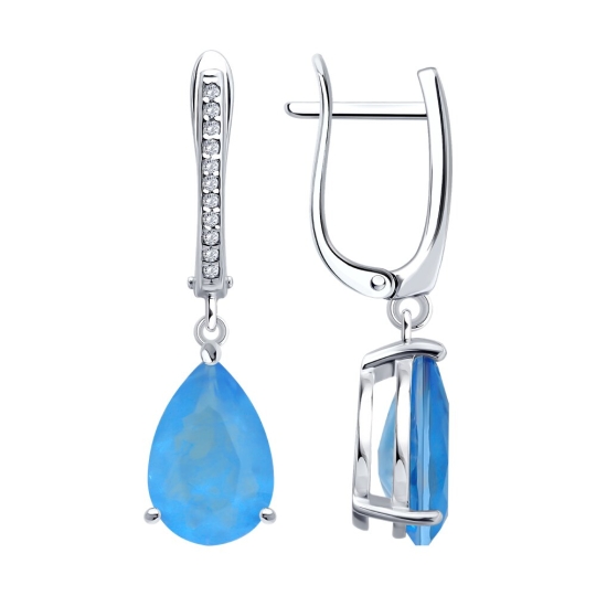 Серьги из серебра с фианитами