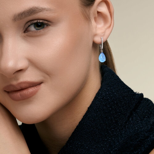 Серьги из серебра с фианитами