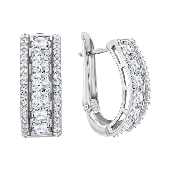 Серьги из серебра с фианитами
