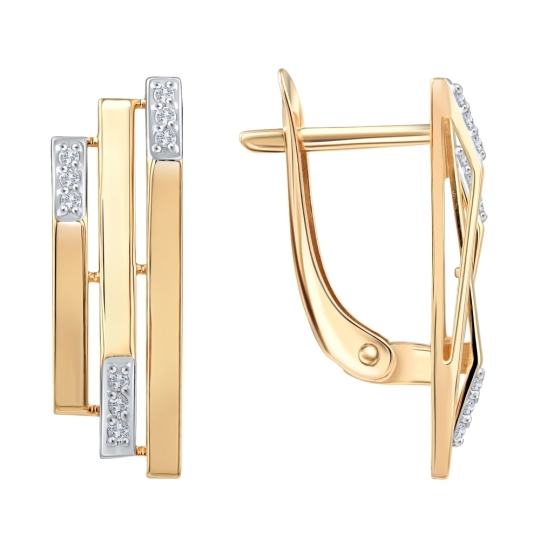 Серьги из комбинированного золота с бриллиантами