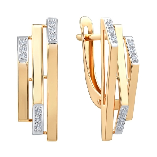 Серьги из комбинированного золота с бриллиантами