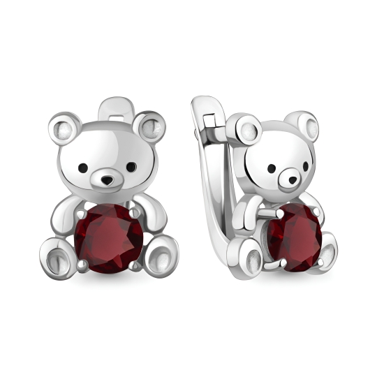 Серьги из серебра с танзанитом и фианитами