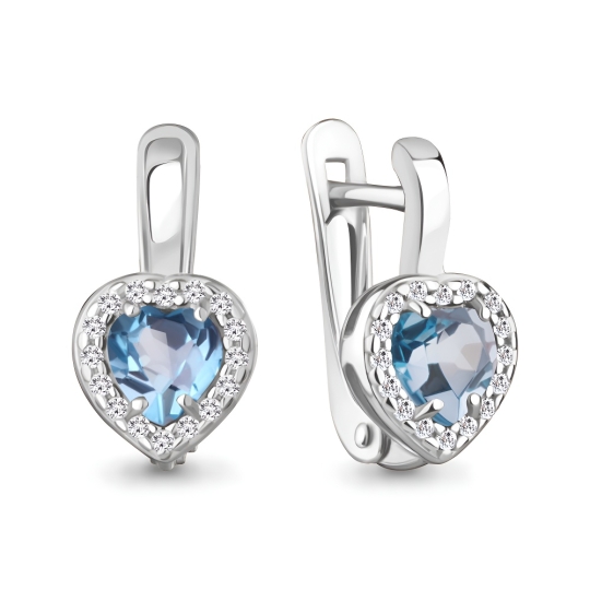 Серьги из серебра с цитринами и фианитами