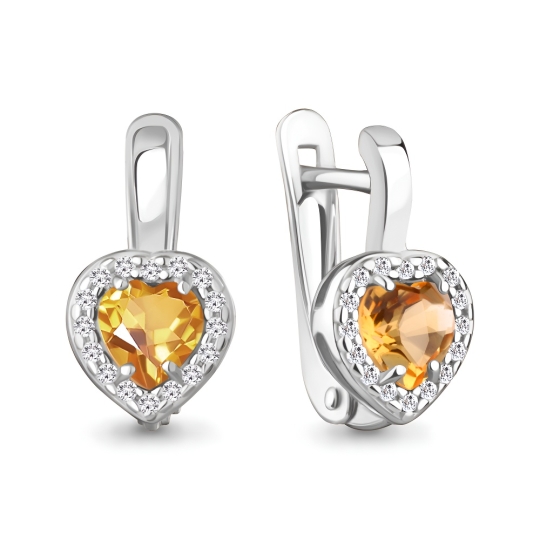 Подвеска из серебра с цитрином и фианитами