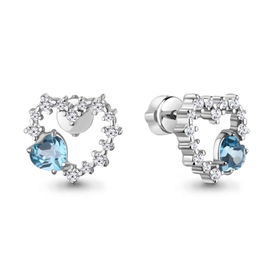 Серьги из серебра с позолотой и фианитами