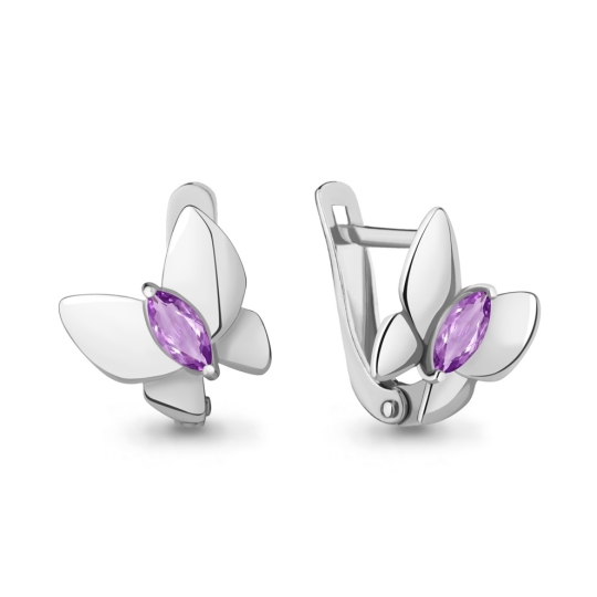 Серьги из серебра с фианитами