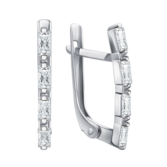 Серьги-эльфы из серебра с фианитами