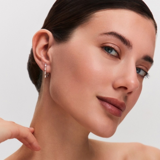 Серьги-эльфы из серебра с фианитами