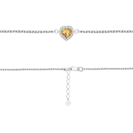 Подвеска из серебра с цитрином и фианитами