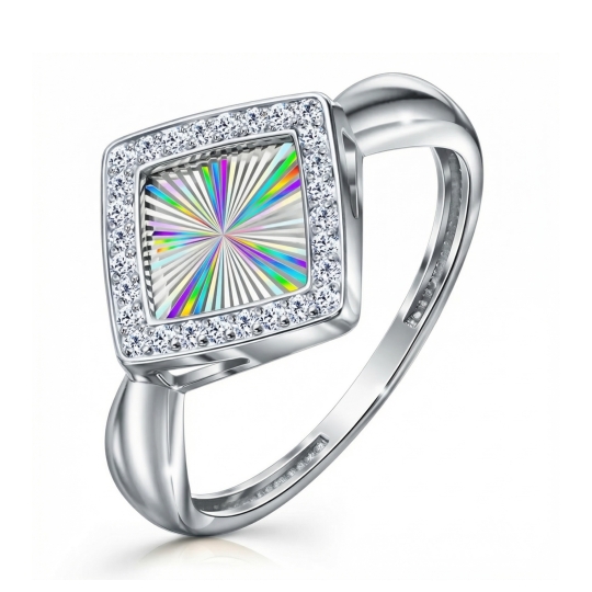 Серьги из серебра с алмазной гранью и фианитами