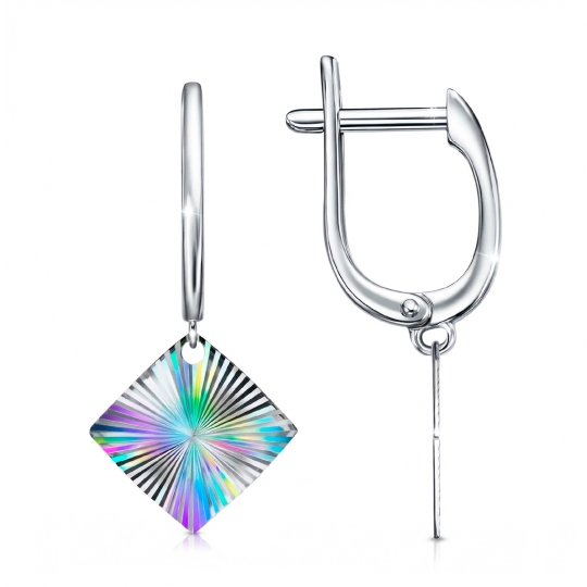 Серьги-джекеты из серебра с фианитами