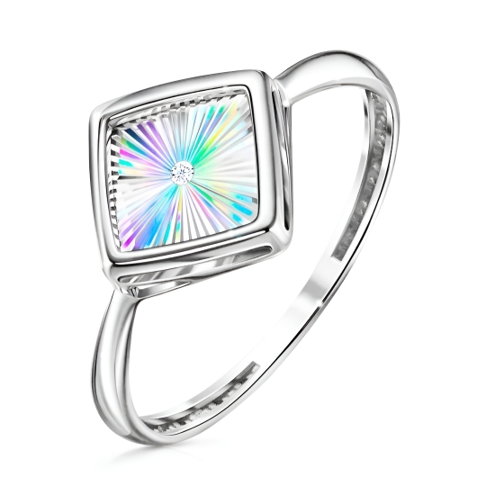 Кольцо из серебра с фианитами "Змея"