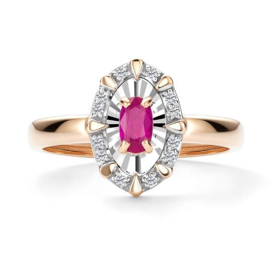 Кольцо из золота с бриллиантами и изумрудом