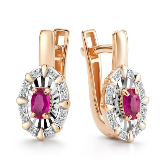 Серьги из золота с бриллиантами и изумрудами