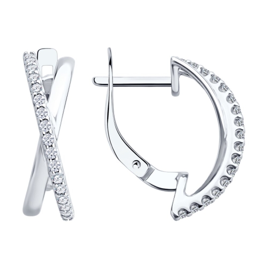 Серьги из серебра с фианитами