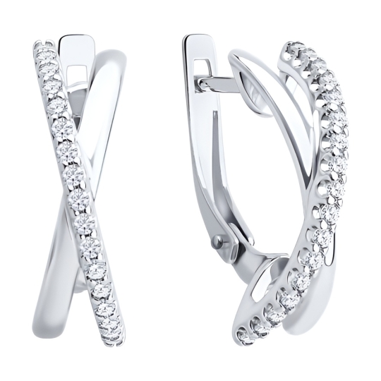 Серьги из серебра с фианитами
