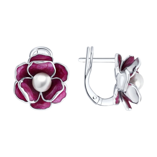 Серьги из серебра с позолотой и фианитами