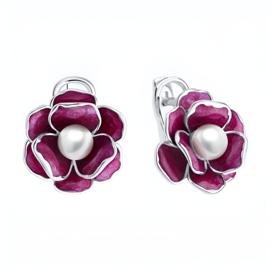 Серьги из серебра с позолотой и фианитами