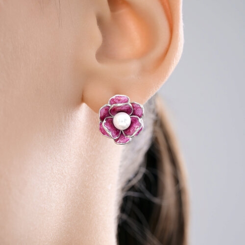 Серьги из серебра с позолотой и фианитами