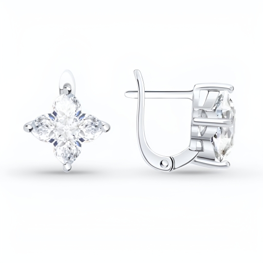 Серьги из серебра с ювелирными кристаллами