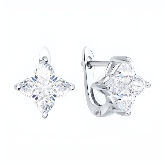 Серьги из серебра с ювелирными кристаллами