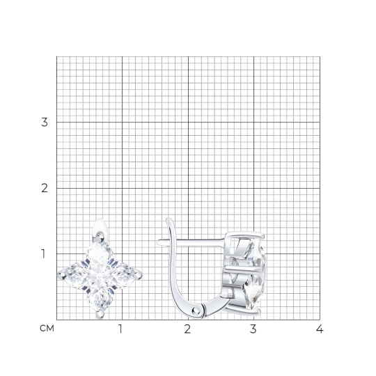 Серьги из серебра с ювелирными кристаллами
