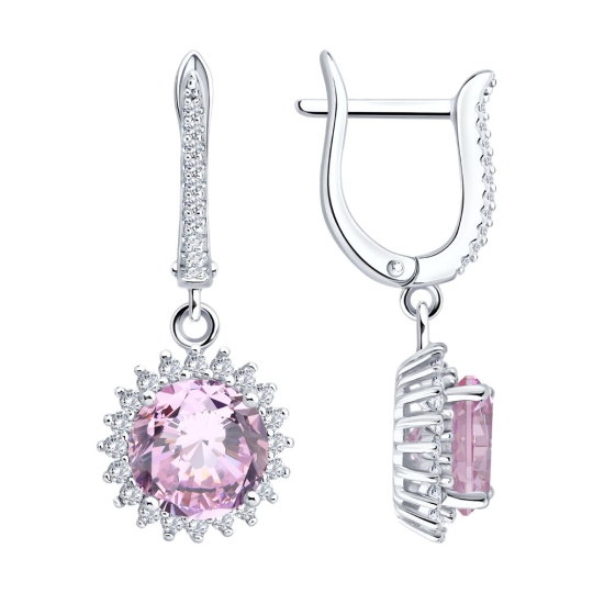 Серьги из серебра с фианитами