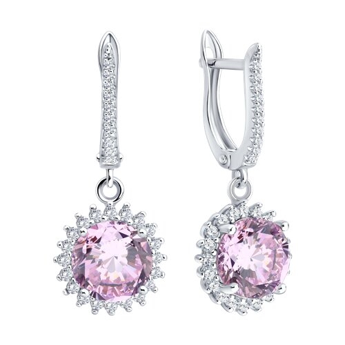 Серьги из серебра с фианитами