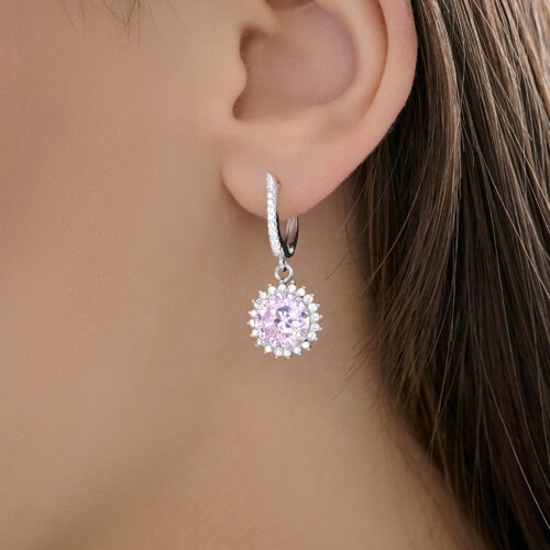 Серьги из серебра с фианитами