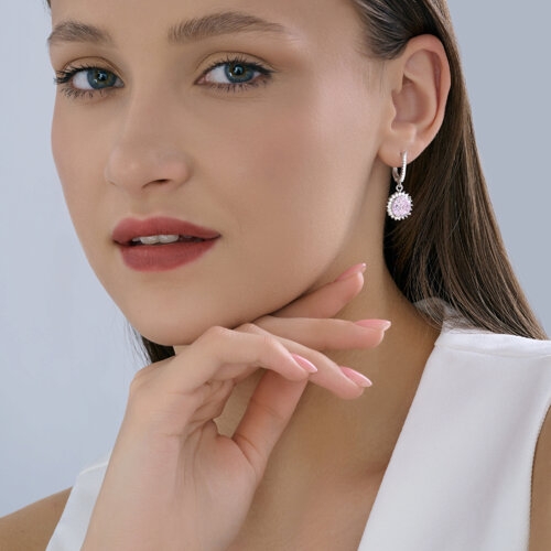 Серьги из серебра с фианитами