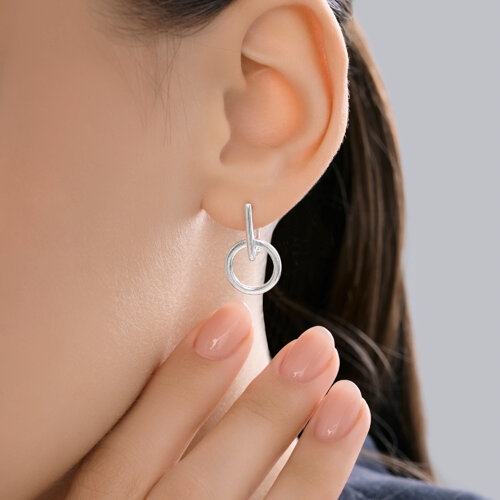 Серьги из серебра с фианитами