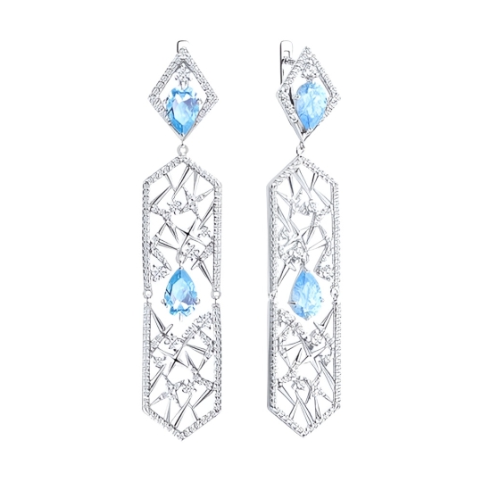 Серьги из серебра с позолотой и эмалью