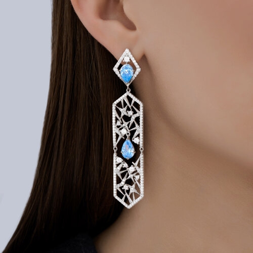 Серьги из серебра с позолотой и эмалью