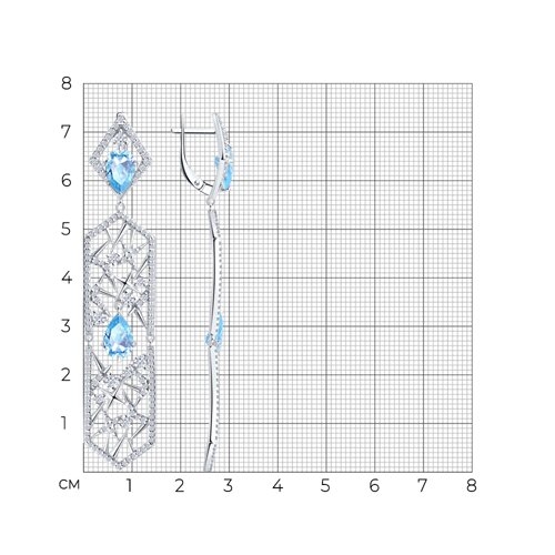 Серьги из серебра с фианитами