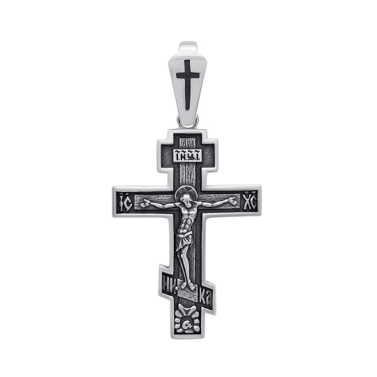 Подвеска-крест из серебра с чернением