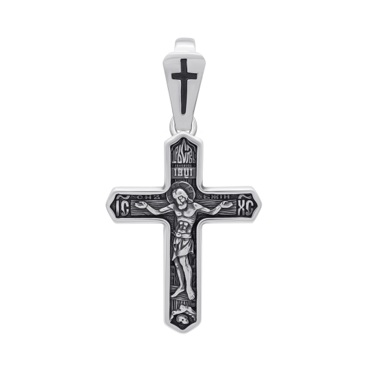 Подвеска-крест из серебра с чернением