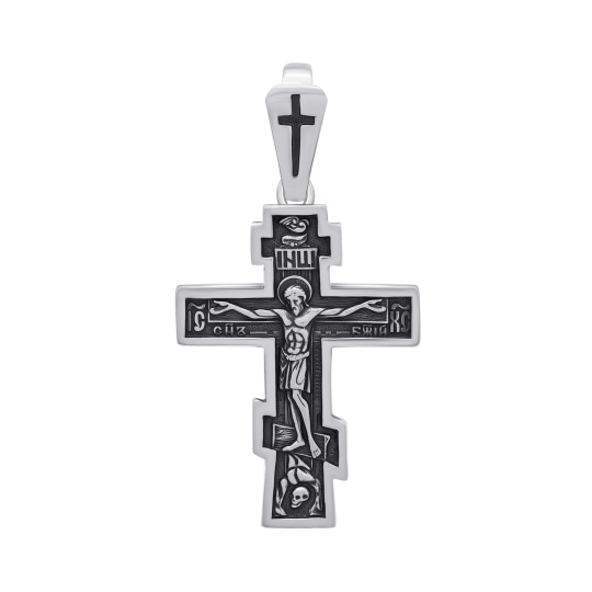 Подвеска-крест из серебра с чернением