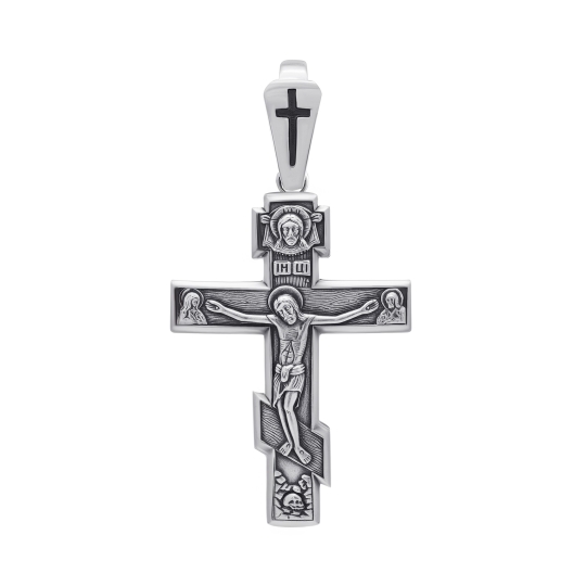 Подвеска-крест из серебра с чернением