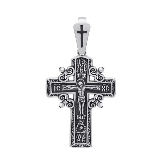 Подвеска-крест из серебра с чернением