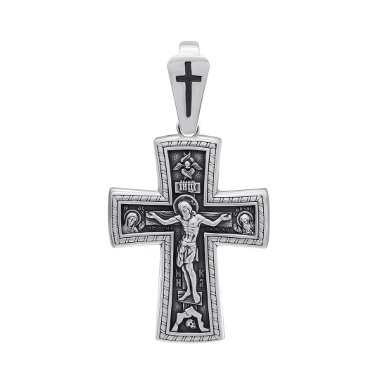 Подвеска-крест из серебра с бриллиантом