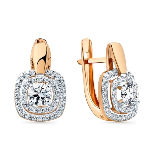 Серьги из золота с фианитами