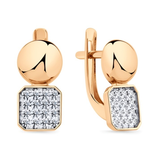 Серьги из белого золота с фианитами 